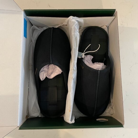 Barbour Foley Slip On Suede & Textile Slippers Navy + Plaid Sz 40/41 EU, 7 UK - Picture 4 of 13